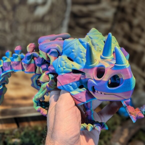 Skeleton Triceratops Flexible Articulated Fidget Toy Dinosaur Dino 3D Printed - Picture 7 of 11